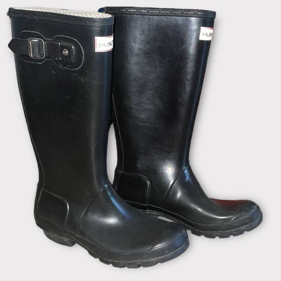 Hunter Shoes - Hunter original tall black gloss boot women size 6
